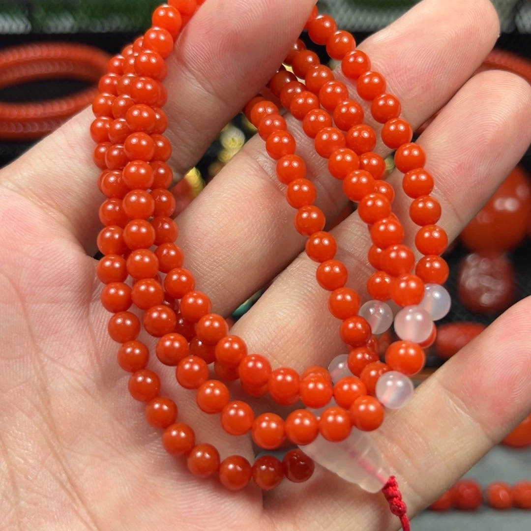 未镶嵌多圈108尺寸4.7mm南红玛瑙