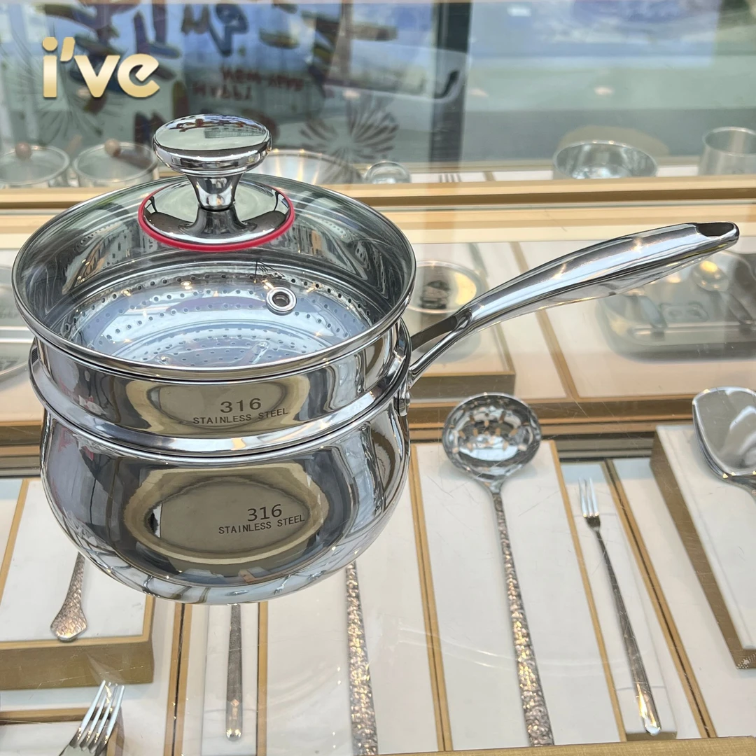 德国/ive316铂爵奶锅 五层钢无涂层辅食锅蒸锅早餐锅多用锅