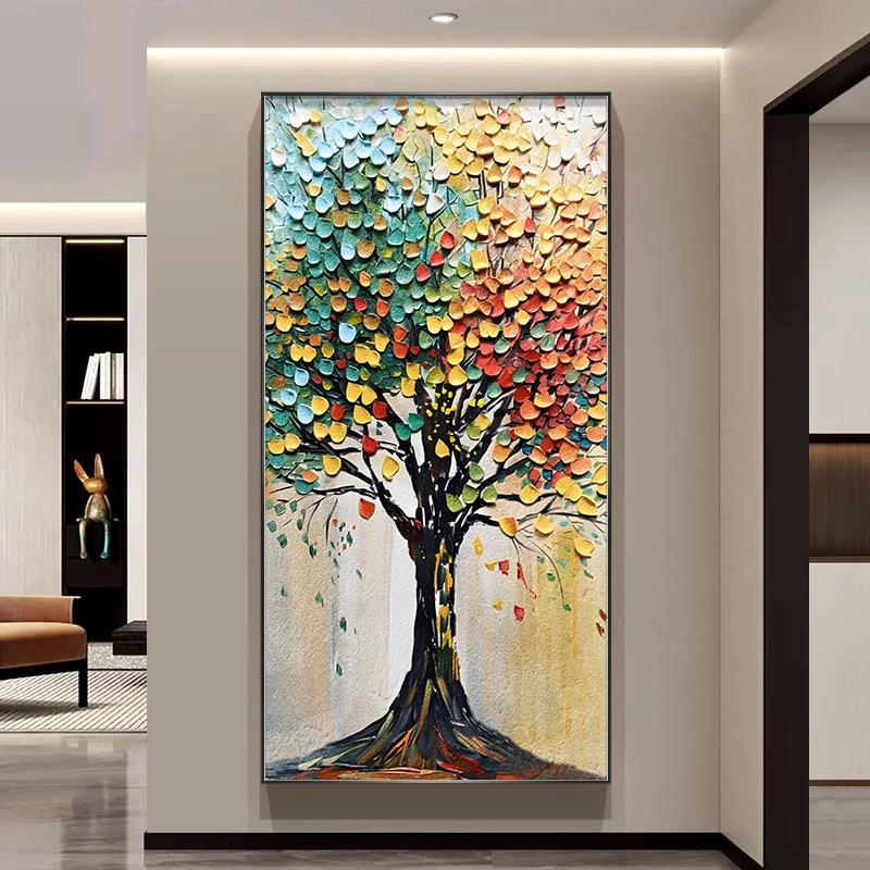 发财树入户玄关装饰画高级感新款轻奢过道挂画高档大气客厅壁画