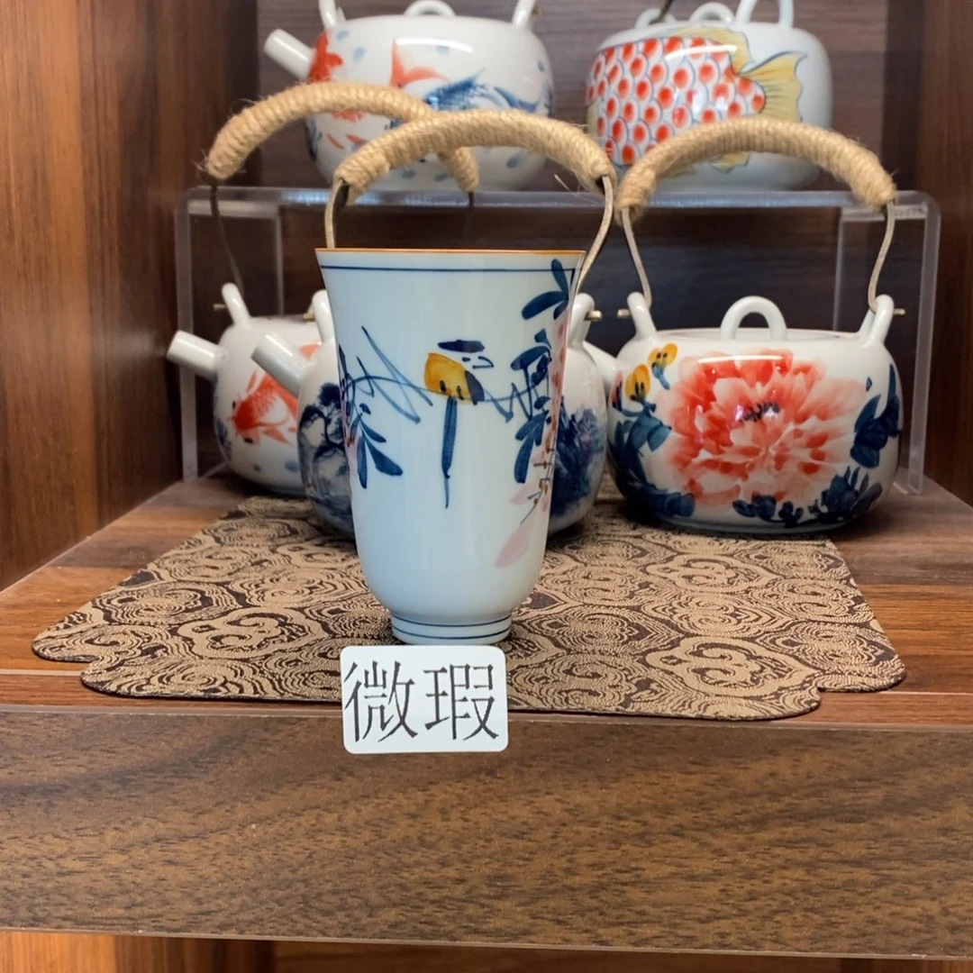 釉下彩老陶泥手工绘制