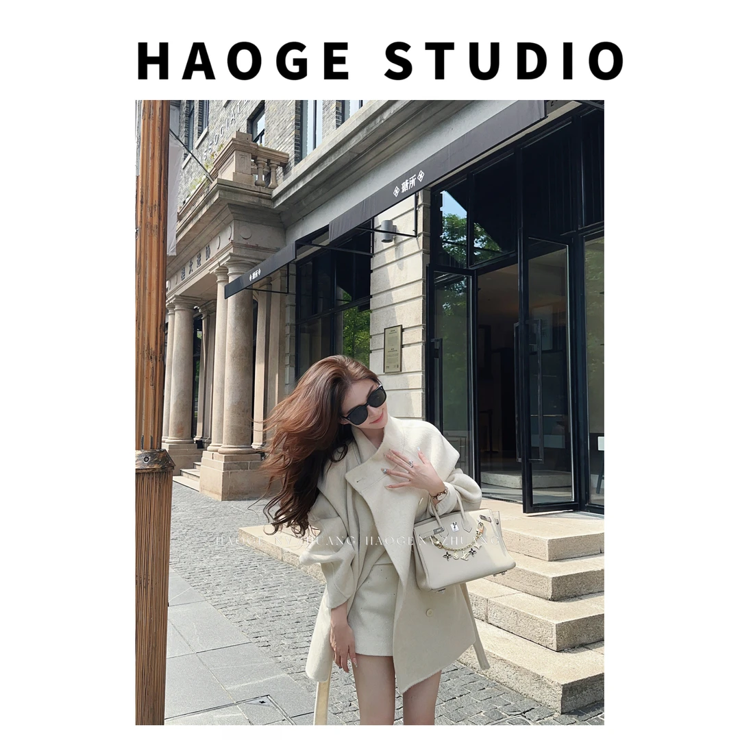 浩哥严选●北海道HGQ5DY3211A羊绒天丝大衣预短款时尚气质款设计感