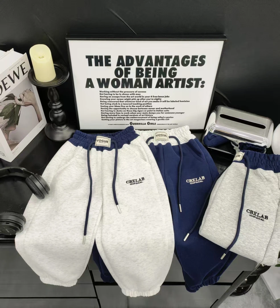 儿童中大童百搭拼色刺绣字母休闲卫裤4517休闲裤