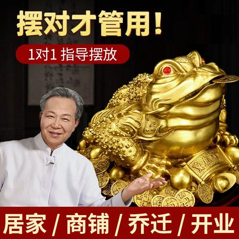 纯铜大金蟾特大旺宅三足蟾蜍店铺招财摆件大号家用旺宅办公室前台