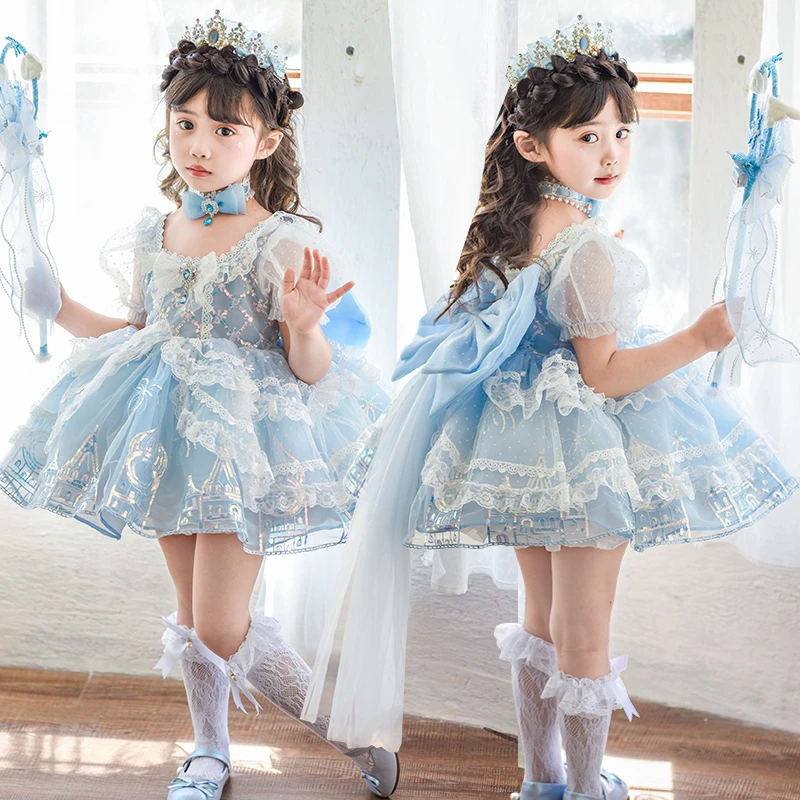 女童夏装艾莎爱莎洛丽塔女童公主裙独特洋气时髦女童装连衣裙夏季