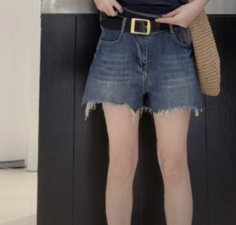 高腰牛仔潮流中高腰夏季常规显瘦女装短裤A字版型