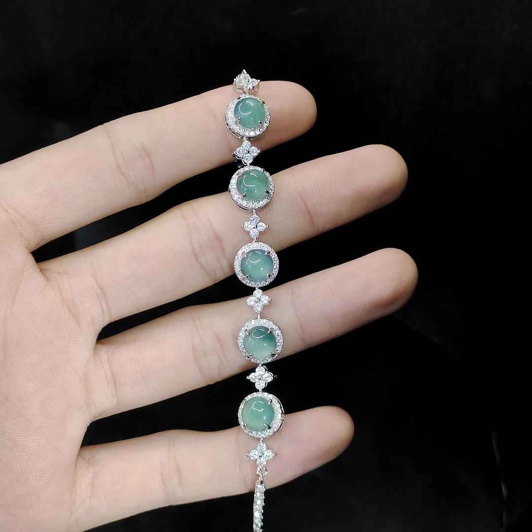 【康康严选】翡翠蛋面手链2850【多样性发其一】约7mm