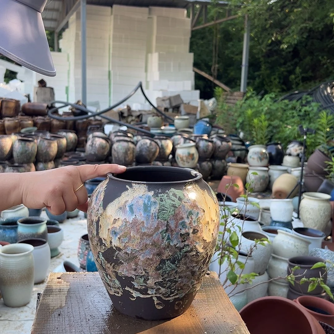 紫砂花盆口14高21一个坛子