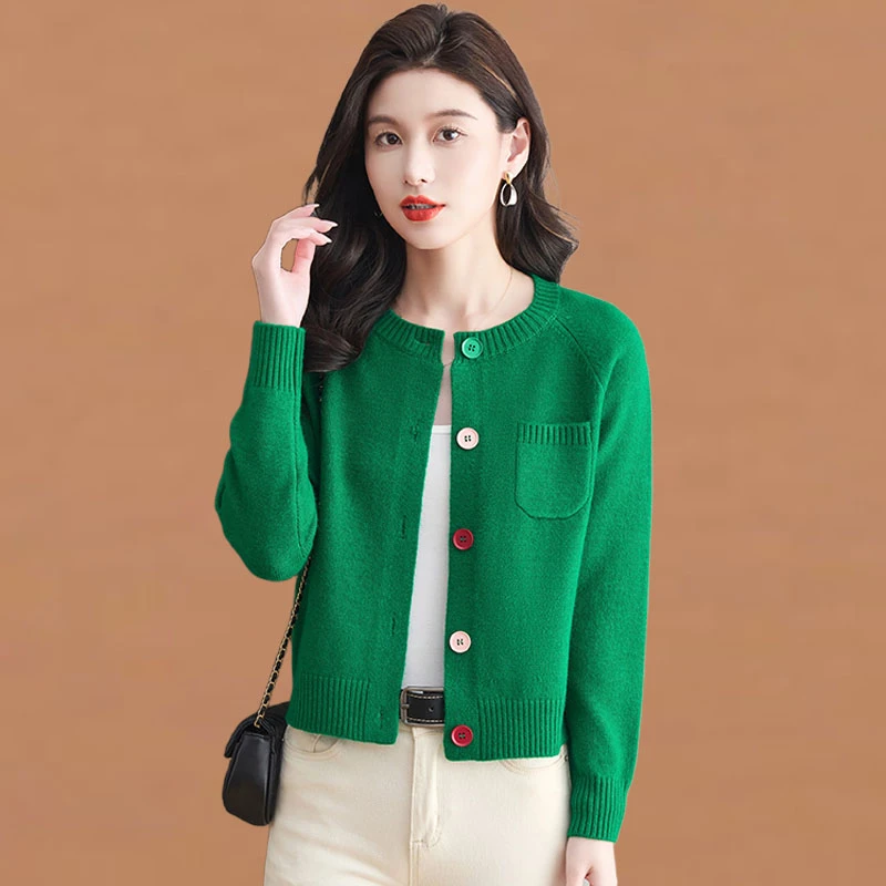 小个子短款圆领毛衣外套女春秋新款洋气小衫外搭披肩高腰针织开衫