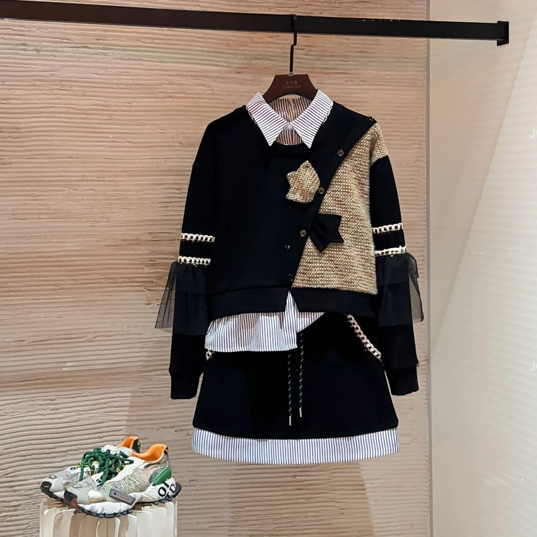 秋冬季新款高级设计师重工两件套减龄时尚显瘦长袖套装LG090