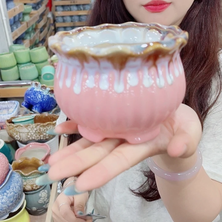 有孔，凑10元包邮陶瓷花盆发货！