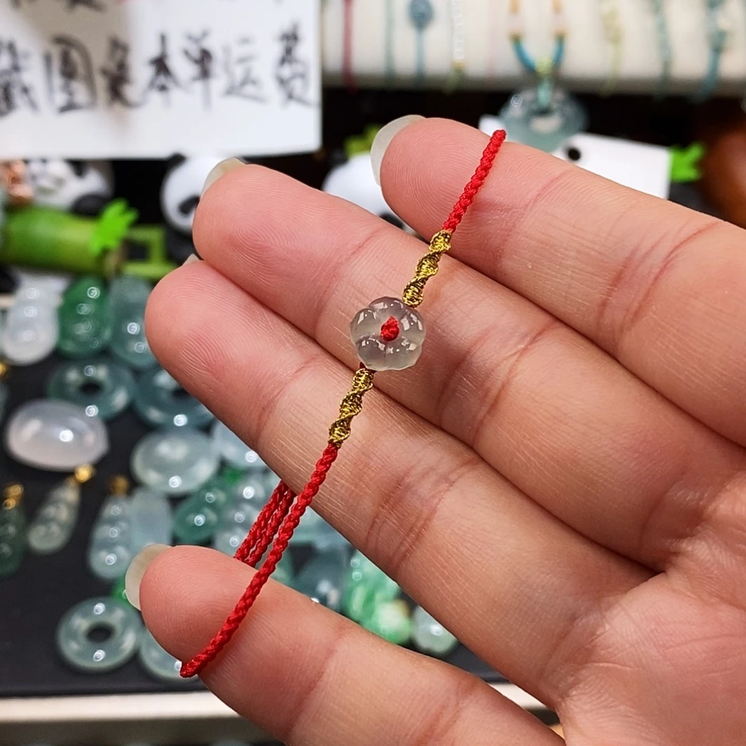 翡翠未镶嵌颈饰冰种小花手绳15