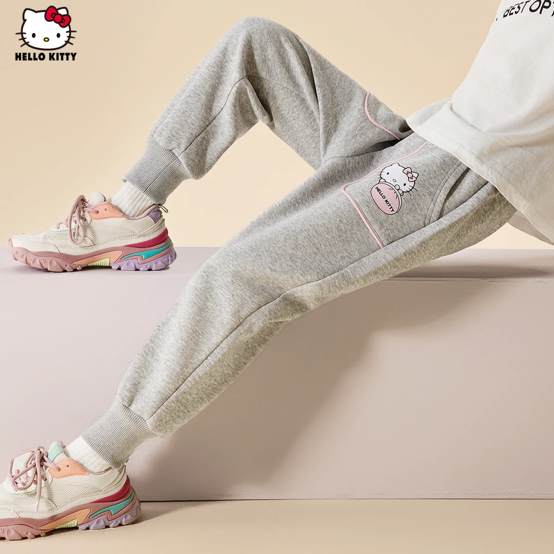 儿童HELLO KITTY2025款女童中大童百搭裤子春秋女孩运动风简约款