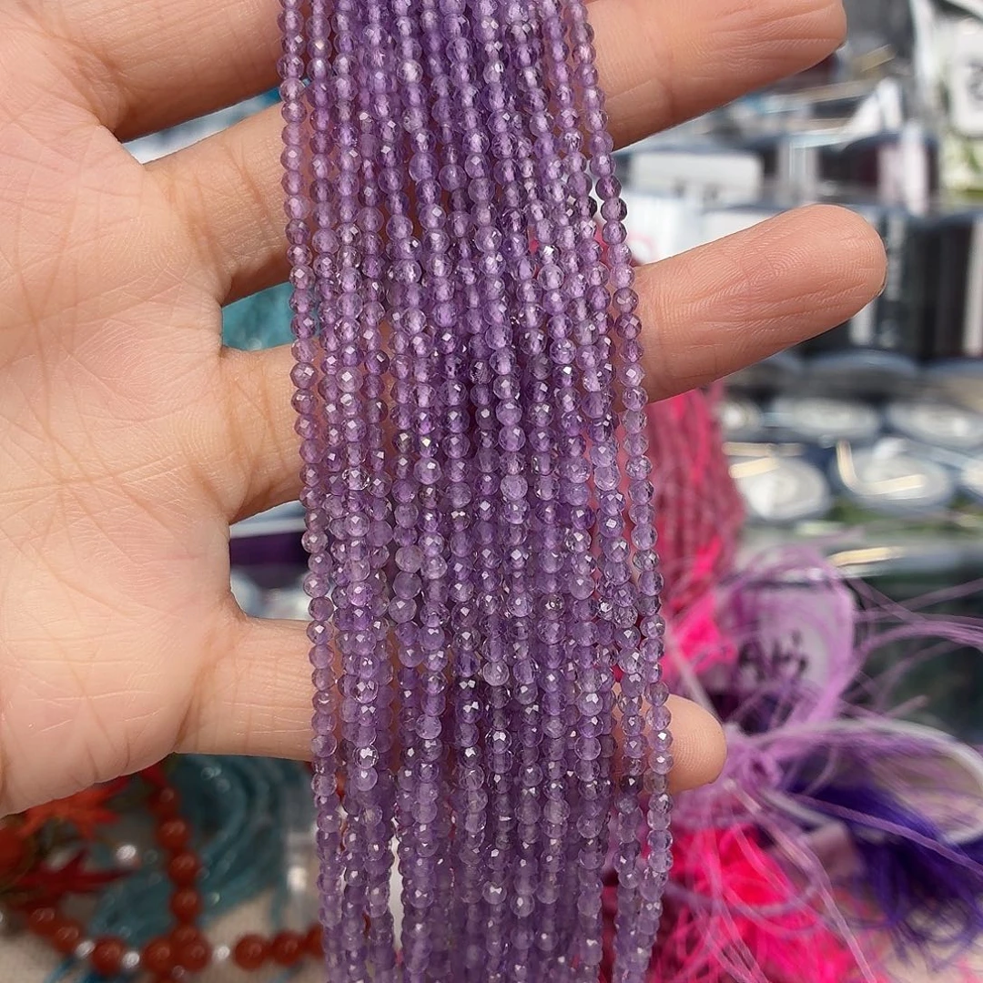 2mm+紫水切面珠串