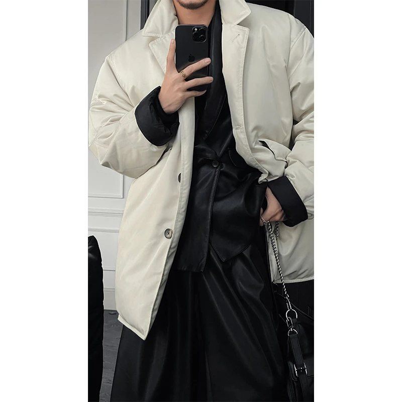 龙叨叨冬季新品高级感简约宽松廓形羽绒服百搭休闲保暖白鸭绒外套