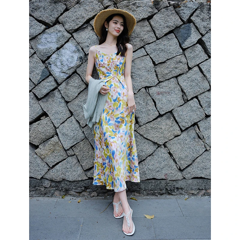 晚白【断码清仓拼手速】晕染度假风吊带裙23122537