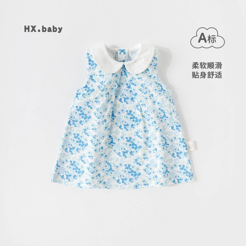 女宝宝无袖洋气连衣裙婴儿夏季薄款碎花裙子女宝宝夏季清新连衣