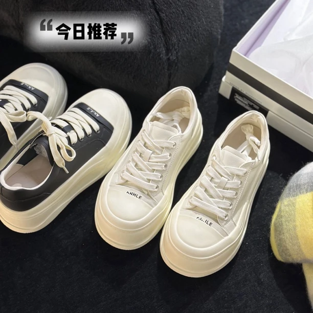 SUSU 【香香小白】ins 欧洲站春季新款潮流低帮厚底百搭系带板鞋