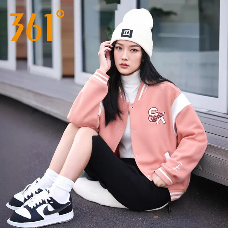 361°女式棒球服外套2025年秋季新款百搭舒适立领飞行夹克休闲上