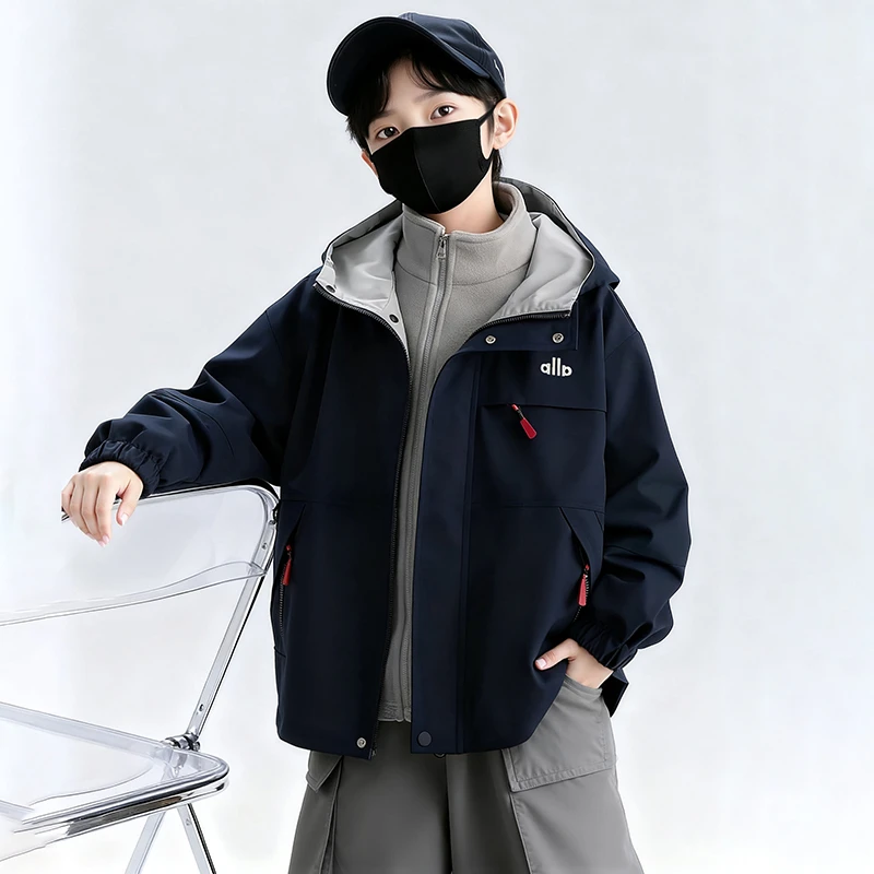 儿童装男童冬季加厚外套2025新款中大童秋冬款三合一可拆卸冲锋衣