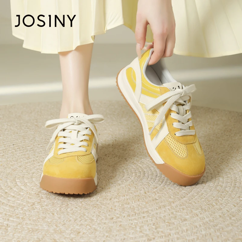 卓诗尼厚底德训鞋女款2025夏季新款网面透气平底休闲板鞋软底女鞋