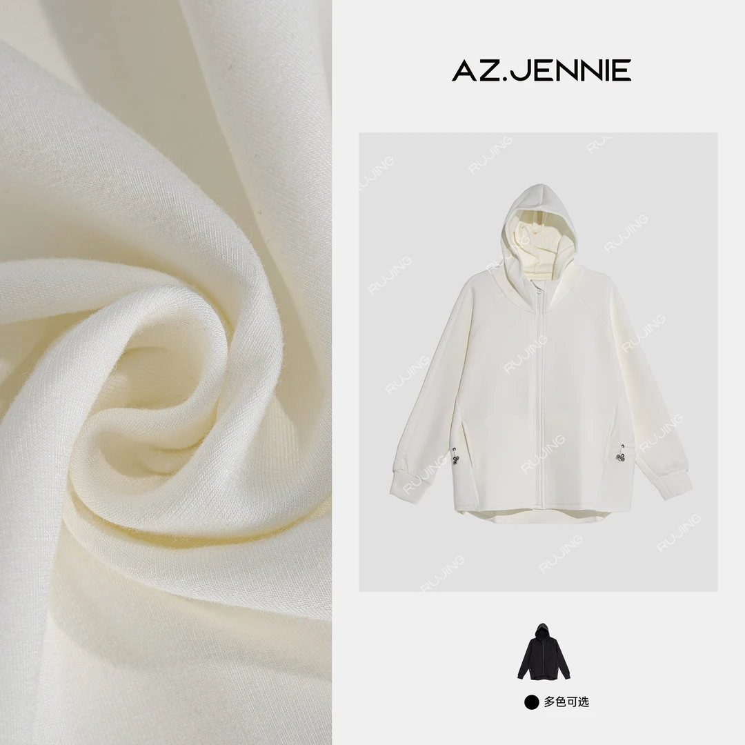 RUJING-棉LU同款拉链连帽卫衣-M2310
