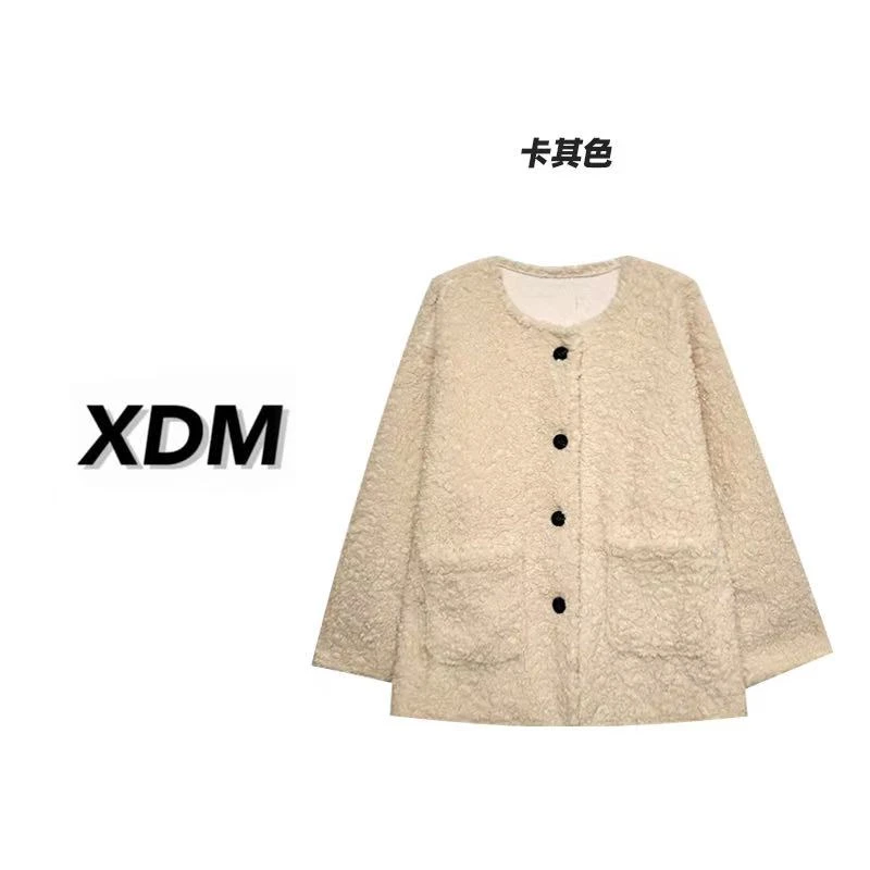 大衣百搭时尚法式春秋女上班族外套短外套保暖女宽松