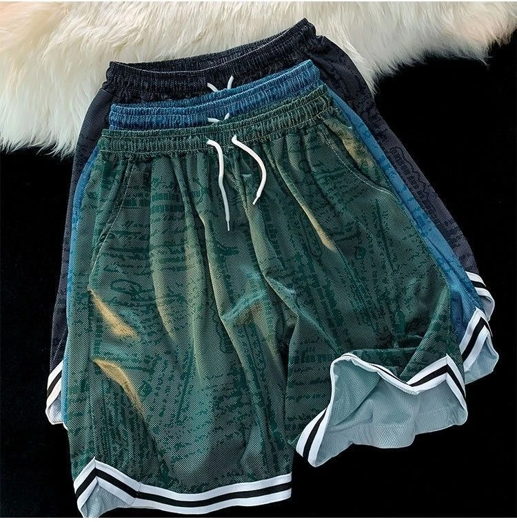 夏季扎染冰丝短裤男ins超火网红潮牌速干5休闲百搭潮流宽松五分裤
