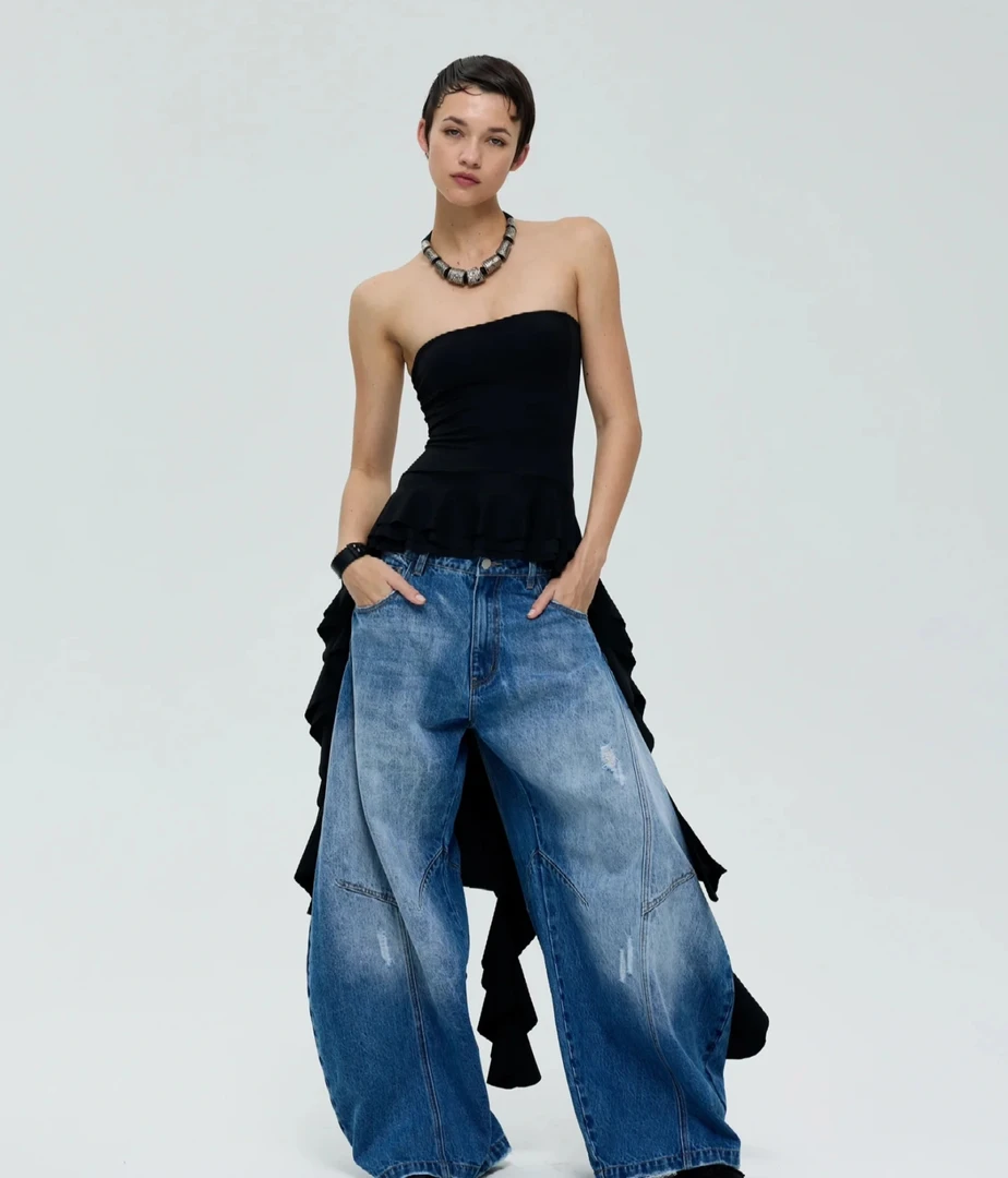 【奥莉】2025春夏：欲望都市｜美式复古立体裁剪廓形气球裤K513