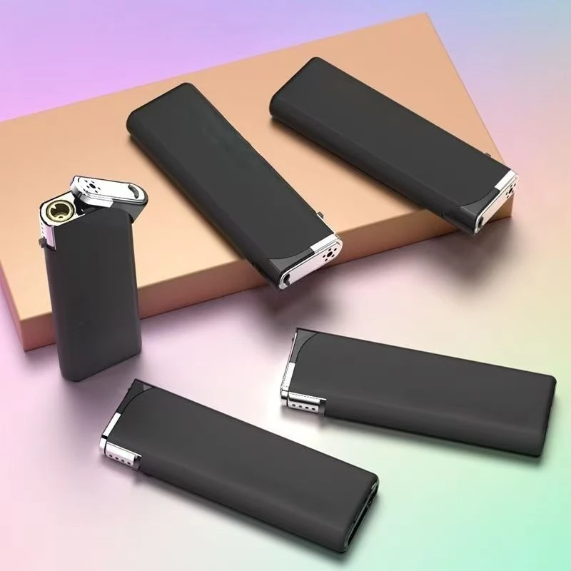 爆款金属斜打简约磨砂蓝焰直冲防风可充气定制创意打火机