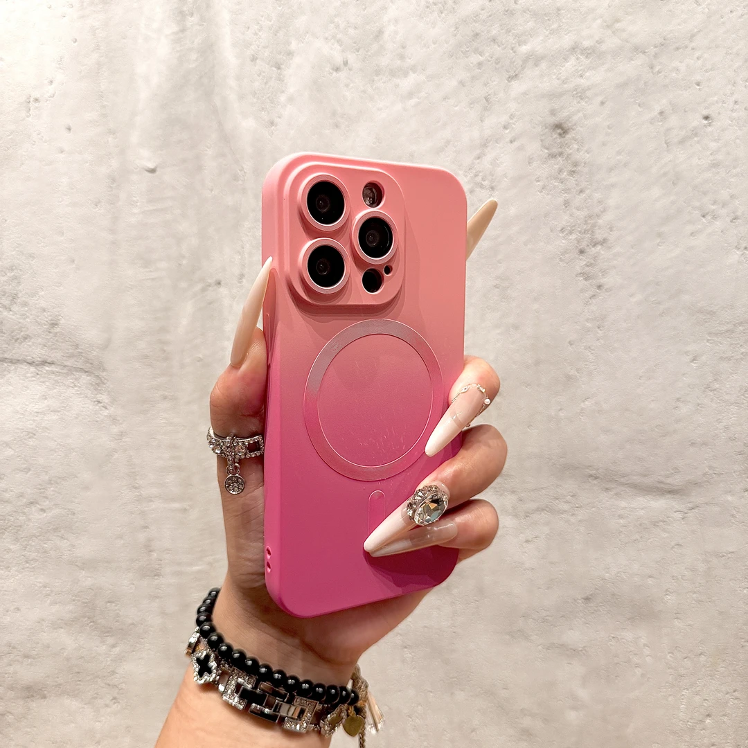 磁吸渐变适用苹果16手机壳iPhone15promax液态硅胶14全包镜头膜13