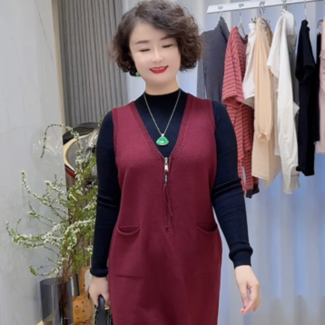 显瘦针织欧货马甲裙