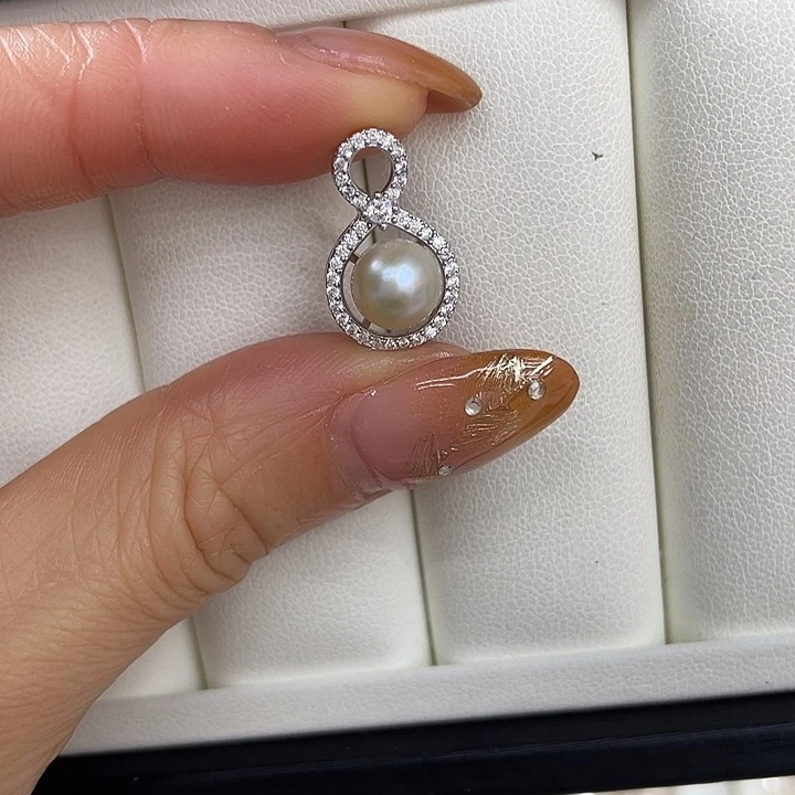 吊坠(不含链)银S925镶嵌海水珍珠