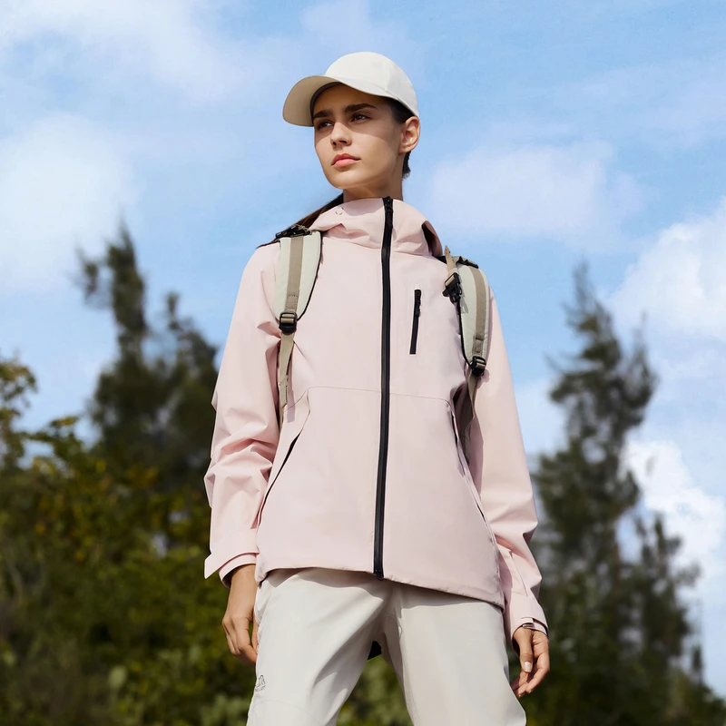 商场同款2024新款春秋季户外透气女登山连帽保暖外套