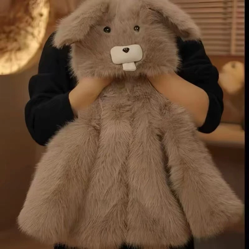 【小灰兔9008】女孩冬季毛茸茸超萌可爱加厚外套亲子装保暖毛毛衣