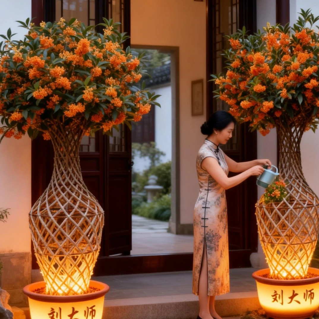 桂花编织的花瓶造型树/愈合标准版本/金桂/庭院景观/园林设计