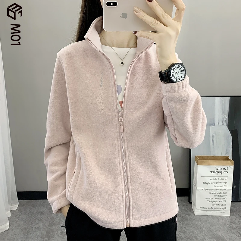 M012025秋冬季加厚双面绒夹克女款立领休闲百搭保暖德绒开衫上衣