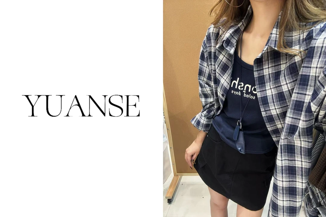 【YUANSE】9639款秋季韩系格子衬衫+印花背心两件套