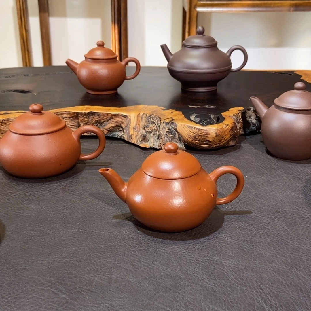 蕾***子茶壶紫砂特价全手工朱泥梨形壶