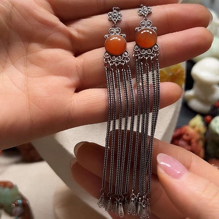 蛇纹石玉耳饰未镶嵌随*