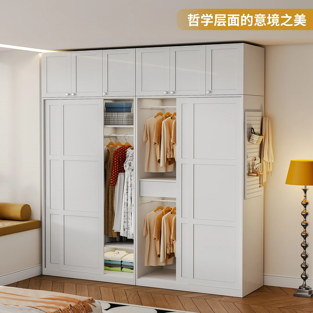 华盛达家用衣柜卧室衣帽间简约现代推拉门钢制儿童简易小户型衣橱