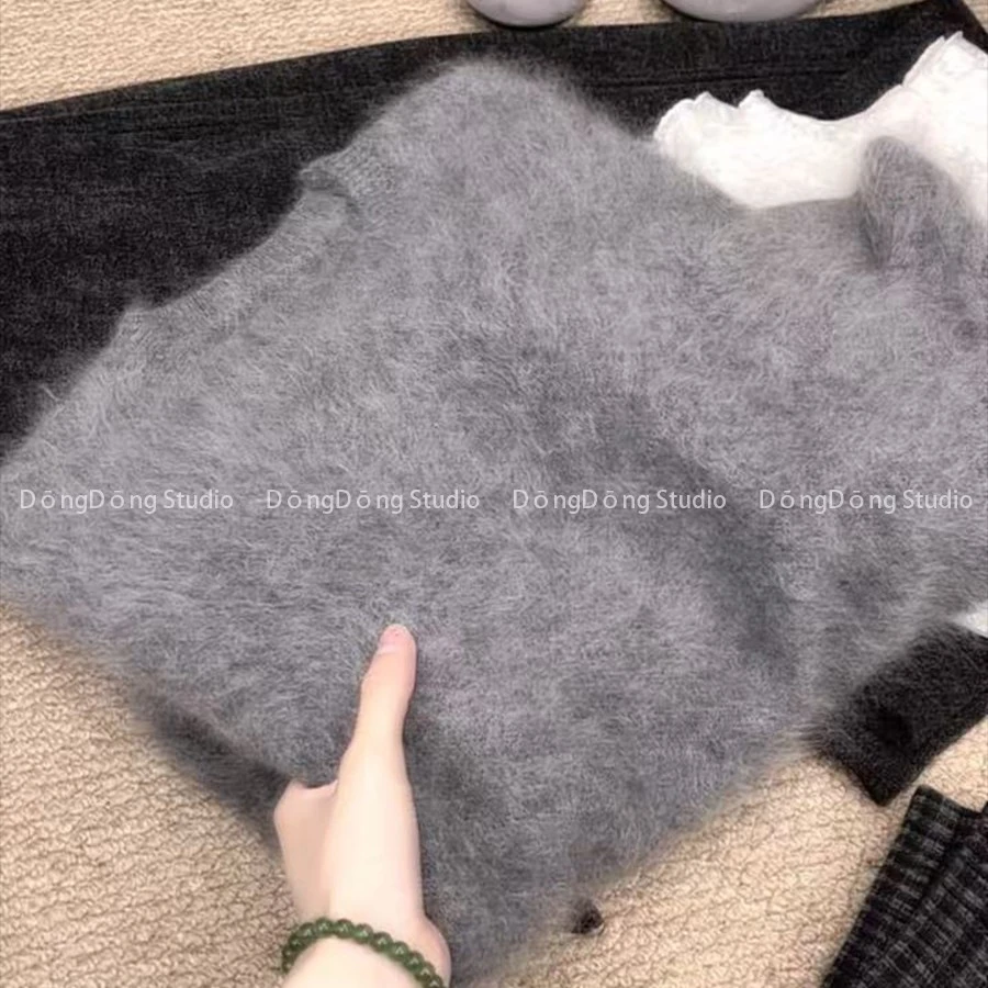 发疯了！大角羊拉绒纯色圆领套头宽松长袖针织衫保暖厚毛衣 257009