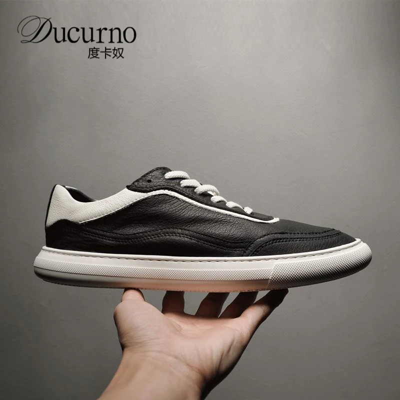 秋季新款鞋子百搭潮鞋高端透气拼色板鞋韩版复古男士拼色休闲板鞋