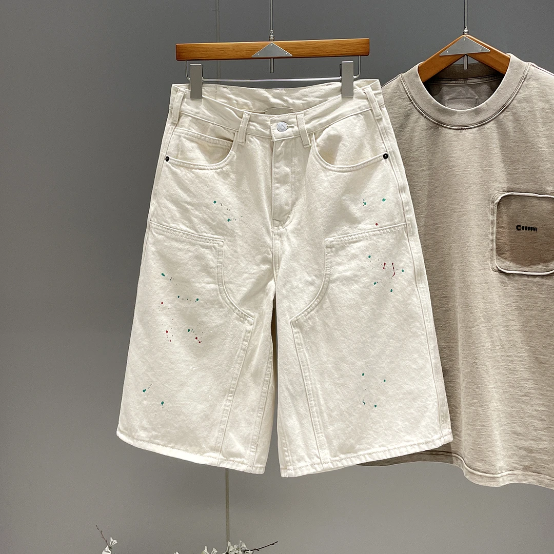 美式高街工装牛仔短裤男2025夏季新款机能风休闲宽松五分裤中裤潮