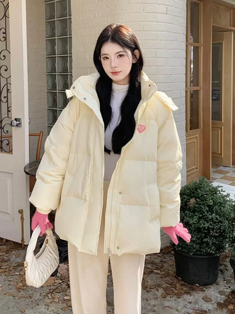 奶呼呼棉服韩版短款时尚宽松棉衣外套拼接长袖宽松型潮流大码女