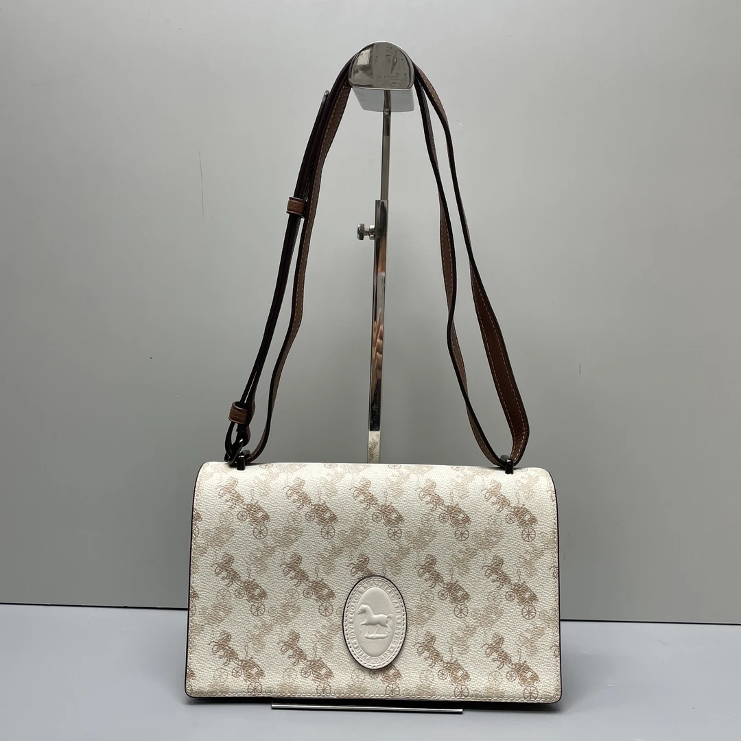 95新 COACH/蔻驰 小林/camille白马车斜挎包24*14*7cmB100304奢侈