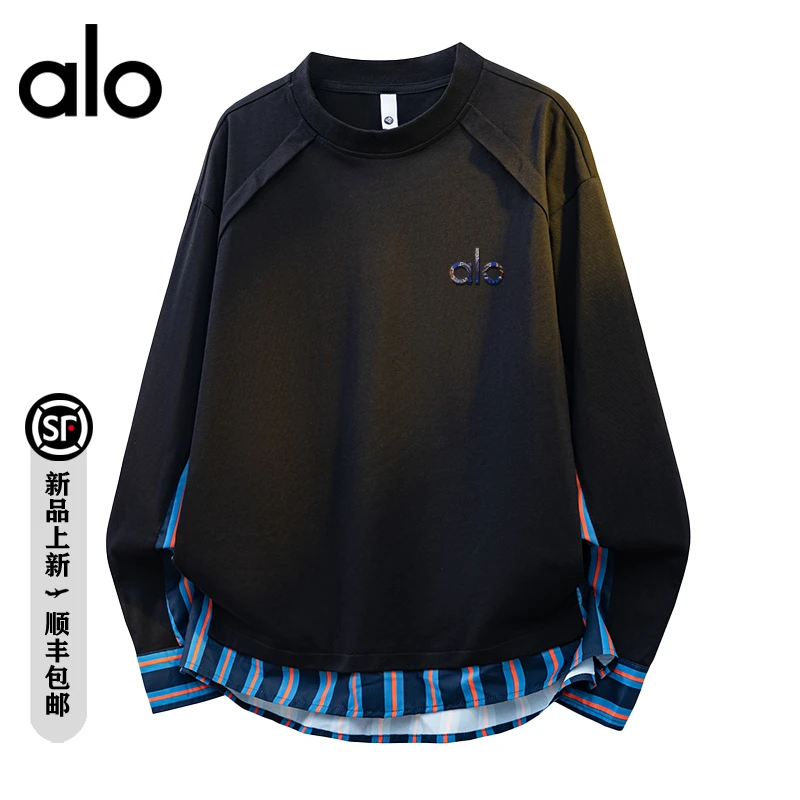 【官方奥特莱斯】品牌折扣 秋冬百搭纯棉拼接宽松卫衣长袖撞色T恤男