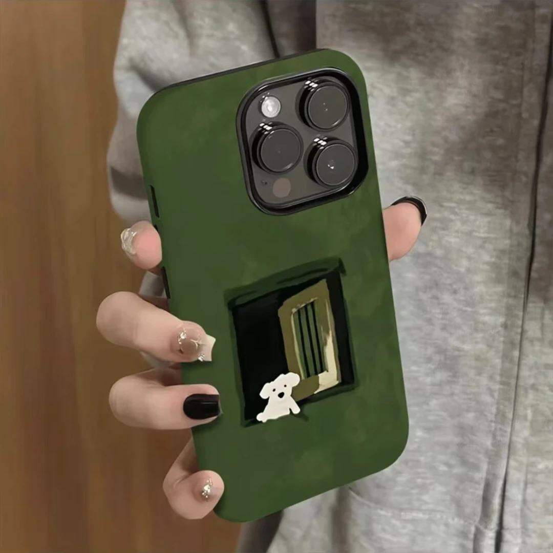 窗口小狗菲林二合一适用苹果1716promax手机壳华为vivo/小米/oppo