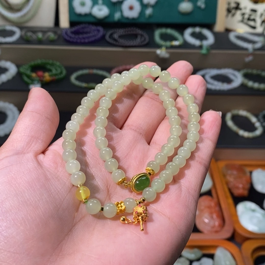 蒨***芯和田玉合金手链和田玉双圈手串