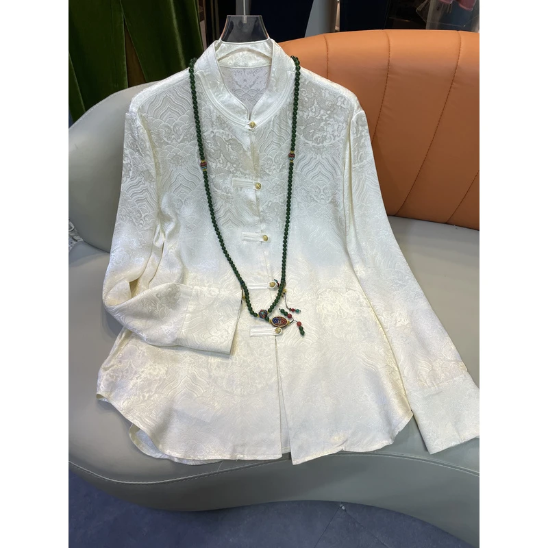 新中式国风气质时尚休闲网红设计师款海水纹长袖女士衬衫799