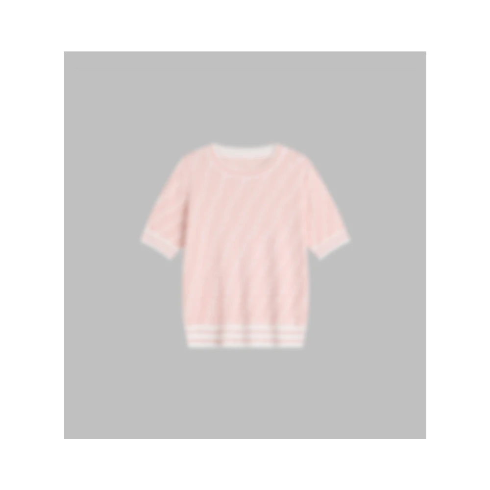 PIPO毛针织衫扭花套头短袖女装圆领上衣提花DD52Z557+KD52Z557